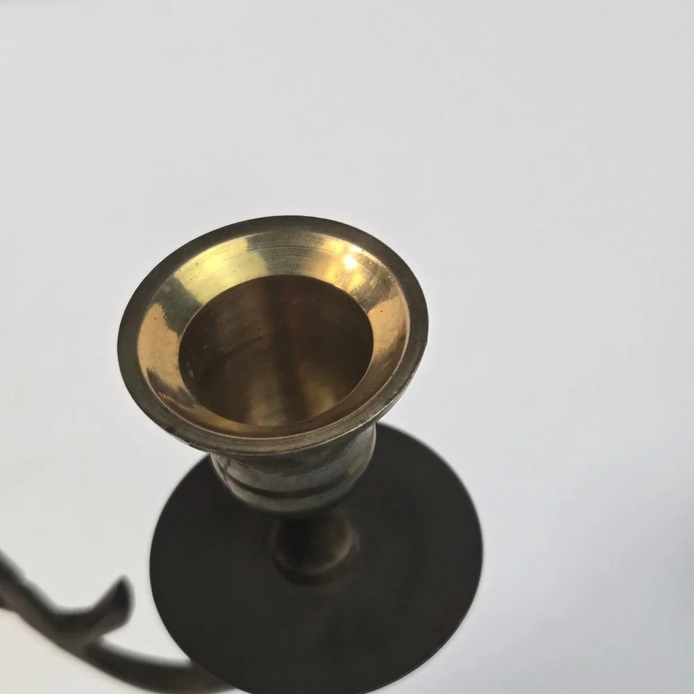 Vintage Solid Brass Wall Sconce Candle Holders Set of 2 Ornate Scroll Arm 10.5